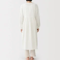 Best Muji Cardigan long en double gaze à pois dobby pour femme
