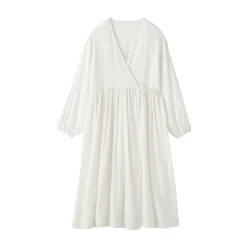 Best Muji Cardigan long en double gaze à pois dobby pour femme