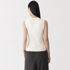 Outlet Muji Cardigan sans manches en coton biologique hautement torsadé pour femme