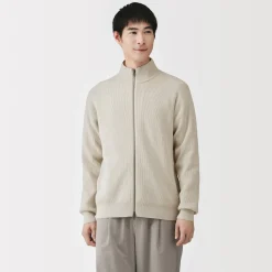 Online Muji Cardigan zippé et côtelé en mélange de coton pour homme