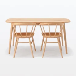 Muji Chaise en hêtre massif à pieds arrondis et accoudoirs