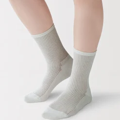 Sale Muji Chaussettes avec bord confortable et rayures pour femme