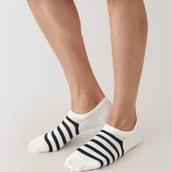Discount Muji Chaussettes basses à angle droit pour homme ‐ Rayé.