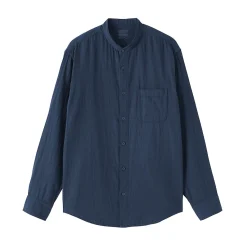 Sale Muji Chemise à col mao en double gaze de kapok mélangé pour homme