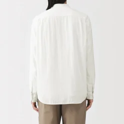 Sale Muji Chemise à col mao en double gaze de kapok mélangé pour homme