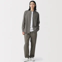 Sale Muji Chemise à col mao en double gaze de kapok mélangé pour homme