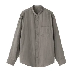 Sale Muji Chemise à col mao en double gaze de kapok mélangé pour homme