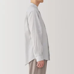 Muji Chemise à col mao en lin lavé pour homme