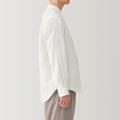 Muji Chemise à col mao en lin lavé pour homme
