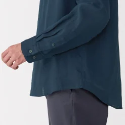 Muji Chemise à col mao en lin lavé pour homme