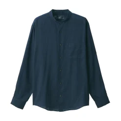 Muji Chemise à col mao en lin lavé pour homme