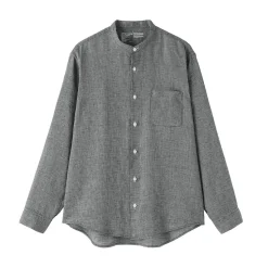 Muji Chemise à col mao en lin lavé pour homme