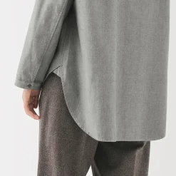 Best Muji Chemise à col montant en coton brossé pour femme