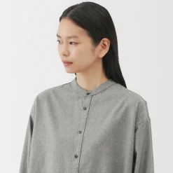 Best Muji Chemise à col montant en coton brossé pour femme