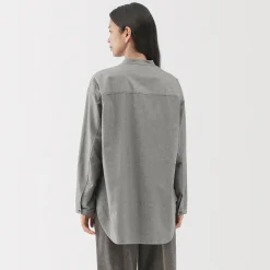 Best Muji Chemise à col montant en coton brossé pour femme