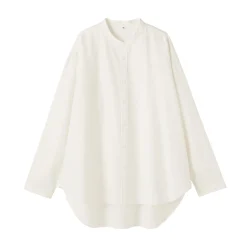 Best Muji Chemise à col montant en coton brossé pour femme