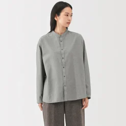 Best Muji Chemise à col montant en coton brossé pour femme