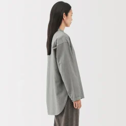 Best Muji Chemise à col montant en coton brossé pour femme