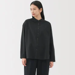 Best Muji Chemise à col montant en coton brossé pour femme