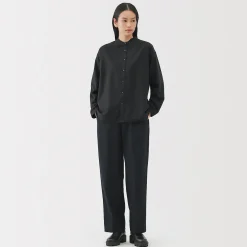 Best Muji Chemise à col montant en coton brossé pour femme