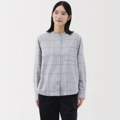 Sale Muji Chemise à col montant en flanelle brossée double femme