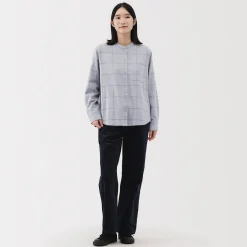 Sale Muji Chemise à col montant en flanelle brossée double femme