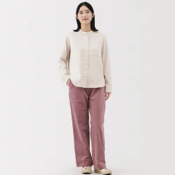 Sale Muji Chemise à col montant en flanelle brossée double femme