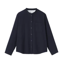 Sale Muji Chemise à col montant en flanelle brossée double femme