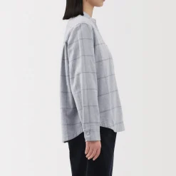 Sale Muji Chemise à col montant en flanelle brossée double femme