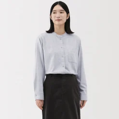 Sale Muji Chemise à col montant en flanelle brossée double femme