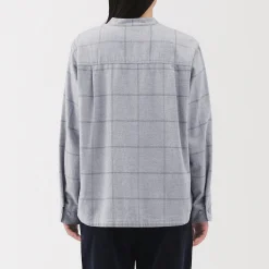 Sale Muji Chemise à col montant en flanelle brossée double femme