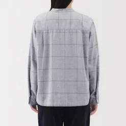 Sale Muji Chemise à col montant en flanelle brossée double femme
