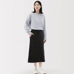 Sale Muji Chemise à col montant en flanelle brossée double femme