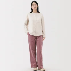 Sale Muji Chemise à col montant en flanelle brossée double femme