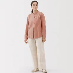 Sale Muji Chemise à col montant en flanelle brossée double femme