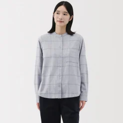 Sale Muji Chemise à col montant en flanelle brossée double femme