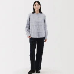 Sale Muji Chemise à col montant en flanelle brossée double femme