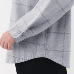 Sale Muji Chemise à col montant en flanelle brossée double femme