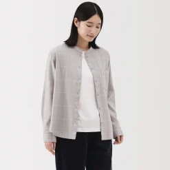 Sale Muji Chemise à col montant en flanelle brossée double femme