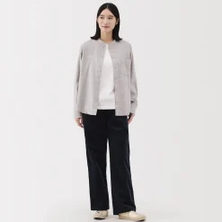 Sale Muji Chemise à col montant en flanelle brossée double femme