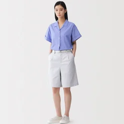 Muji Chemise à manches courtes en popeline de coton biologique pour femme