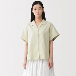 Muji Chemise à manches courtes en popeline de coton biologique pour femme