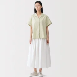Muji Chemise à manches courtes en popeline de coton biologique pour femme