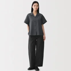 Muji Chemise à manches courtes en popeline de coton biologique pour femme