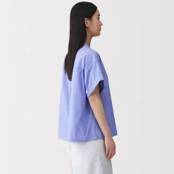 Muji Chemise à manches courtes en popeline de coton biologique pour femme