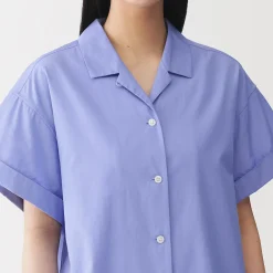Muji Chemise à manches courtes en popeline de coton biologique pour femme
