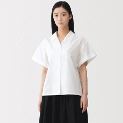 Muji Chemise à manches courtes en popeline de coton biologique pour femme