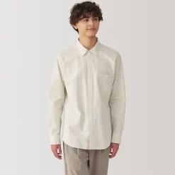 New Muji Chemise à manches longues en coton lavé homme