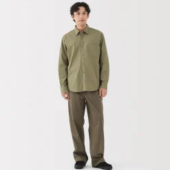 Muji Chemise à manches longues en coton lavé homme