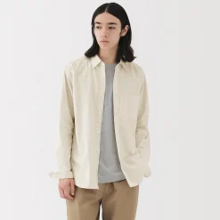 Muji Chemise à manches longues en coton lavé homme